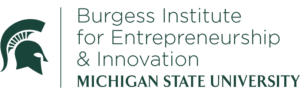 Burgess Institute for Entrepreneurship and Innovation at Michigan State University logo to highlight seed level sponsorship of LEAP's 2022 Hatching event series.